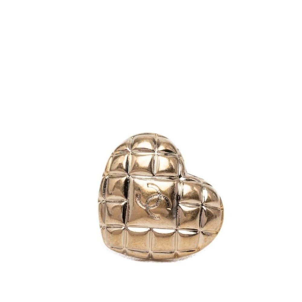 Chanel CC Logo Heart Brooch B21V Gold Plated